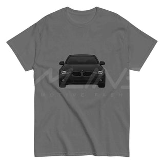 Flat view of M Sedan Cartoon Tee in charcoal – graphic car culture T-shirt by M Line Automotive