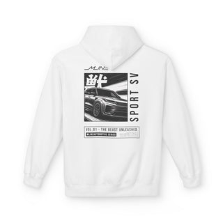 M LINE Vol.01 Beasts Hoodie – White with manga Range Rover Sport SV back print