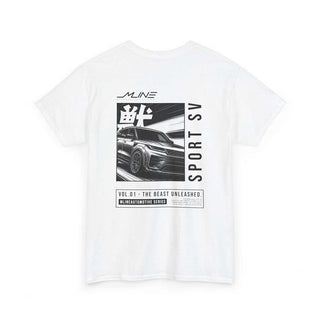 Product rear – White → VOL.01 Beast Unleashed Range Rover Sport SV widebody manga t-shirt back print in black