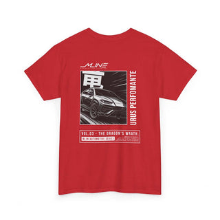 Product rear – Red → VOL.03 Dragon’s Wrath Lamborghini Urus manga streetwear t-shirt in red, back design