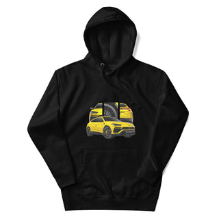 Performance SUV Legends black hoodie featuring custom car artwork inspired by the Lamborghini Urus