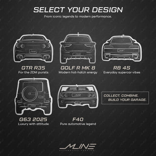 Available rear silhouette designs for M Line Automotive custom car air freshener bundles