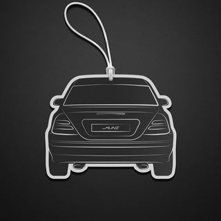 Minimalist C-Class inspired rear silhouette car air freshener in black and white design by M Line Automotive