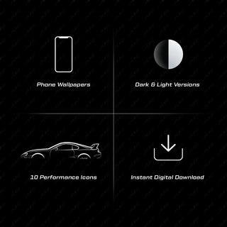 Digital car wallpaper pack showing dark and light versions with instant download availability